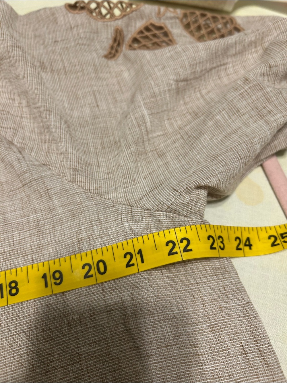 Woven Taupe Button-Front Peasant Blouse - Picture 4 of 8
